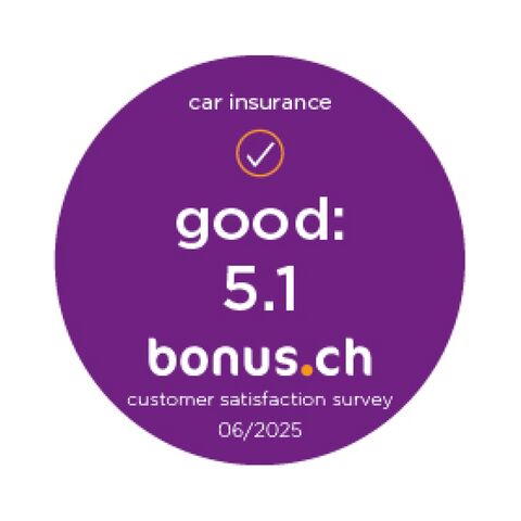 bonus.ch Car insurance badge with a rating of 5.1.