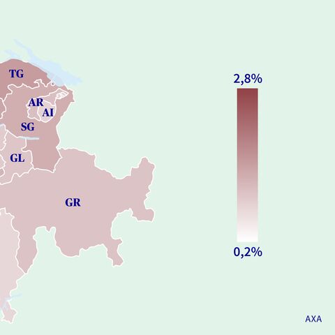 La cartina della Svizzera mostra la frequenza dei furti di biciclette nel 2021 per cantone (dallo 0,2% al 2,8%), indicata attraverso gradazioni di colore.
