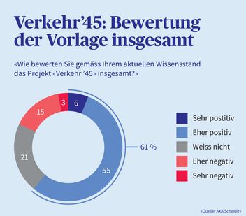 Bewertung des Projekts "Verkehr'45" in einem Kreis Diagramm dargestellt. 