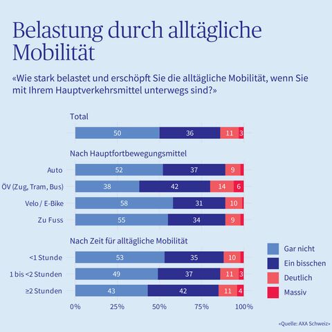 Diagramm, das zeigt, wie sehr die Menschen durch ihre alltägliche Mobilität belastet sind
