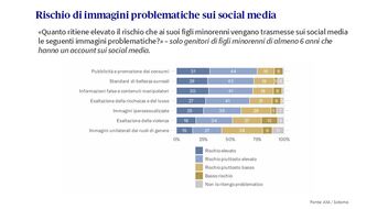 i vari rischi legati alle immagini sui social media sono stati valutati su una scala che va da «elevato» a «non problematico» e rappresentati in un grafico a barre