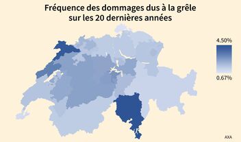 Graphique: Fréquence des dommages dus à la grêle sur les 20 dernières années