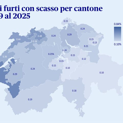 tasso di furti con scasso per Cantone dal 2019 al 2025