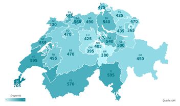 Schweizerkarte mit den möglichen Wechselersparnissen für 2026