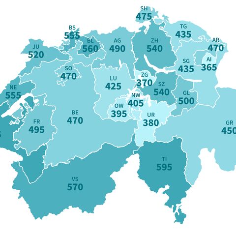 Schweizerkarte mit den möglichen Wechselersparnissen 2026