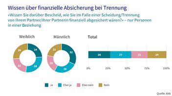Aufteilung der Antworten über die finanzielle Absicherung bei Trennung