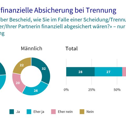 Aufteilung der Antworten über die finanzielle Absicherung bei Trennung