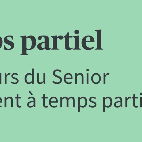 Illustration d’un homme avec une barbe sur un ordinateur portable, à côté du texte «Carrière à temps partiel» et d’un diagramme circulaire montrant que 26% des membres du Senior Management travaillent à temps partiel.