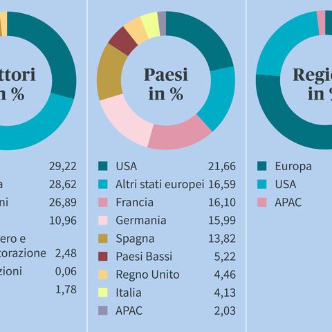 Diagramma del portafoglio del fondo immobiliare Global: comparti, Paesi e regioni.