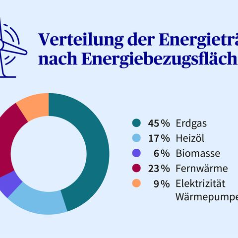 Ein Diagramm zeigt die Verteilung der Energieträger