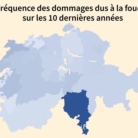 Graphique: Fréquence des dommages dus à la foudre sur les dix dernières années