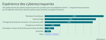 Un diagramme à barres montre des formes de cyberescroquerie vécues.
