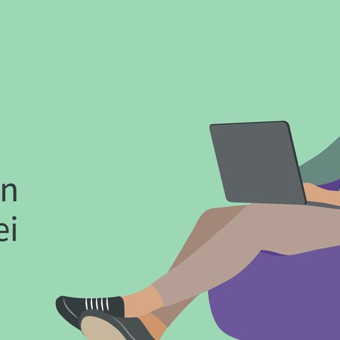Illustration von zwei älteren Personen mit Laptops, begleitet von Text: "Mitarbeitende ab 50 Jahren - 33% arbeiten bei der AXA Teilzeit."