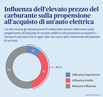 Valutazione dell'influenza degli elevati prezzi del carburante sulla propensione all'acquisto di auto elettriche, rappresentata in un diagramma a torta.