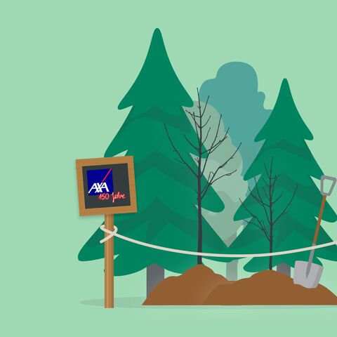 Graphic of a newly planted forest that has been cordoned off with a rope.