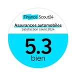 Badge Finance Scout sur l’assurance automobile avec une note de 5,3.