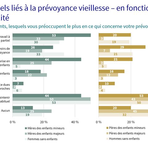 Deux diagrammes en bâtons illustrant les difficultés personnelles liées à la prévoyance vieillesse