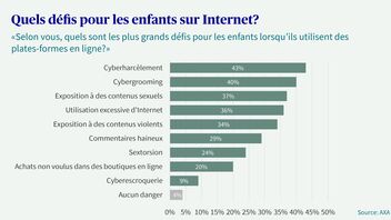 Diagramme en bâtons sur les défis auxquels sont confrontés les enfants sur Internet