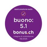 bonus.ch Badge per l’assicurazione auto con una valutazione di 5,1.