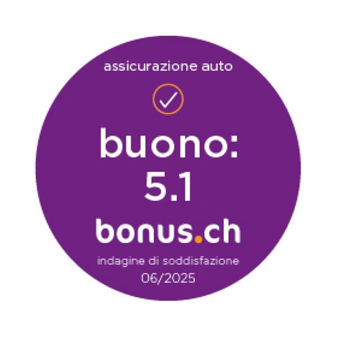 bonus.ch Badge per l’assicurazione auto con una valutazione di 5,1.