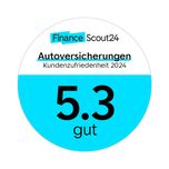 Finance Scout Badge zur Autoversicherung mit einer Bewertung von 5.3.