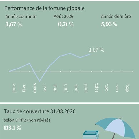 Le diagramme montre la performance nette 2024, la performance des actifs immobilisés et le taux de couverture au 31.07.2024