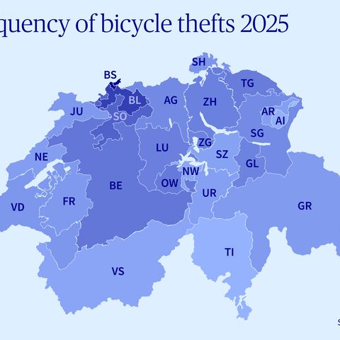 Frequency of bicycle thefts in Switzerland by canton