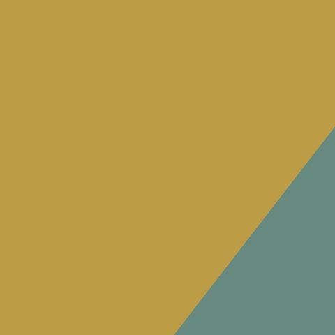 Une image en diagonale avec une moitié supérieure gauche dorée et une moitié inférieure droite turquoise.