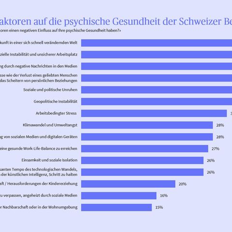 Grafik, welche die negativen Einflüsse auf die psychische Gesundheit zeigt