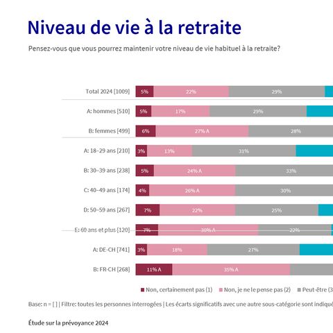 Diagramme Niveau de vie à la retraite