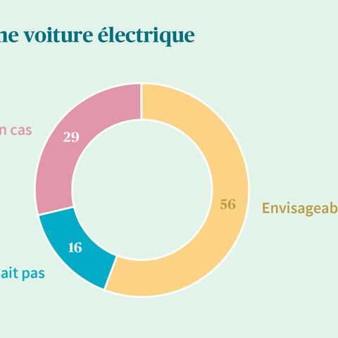 Diagramme circulaire montrant comment se préparer à l’achat d’une voiture électrique: 29% n’envisage pas, 56% ne savent pas, 15% peuvent imaginer.