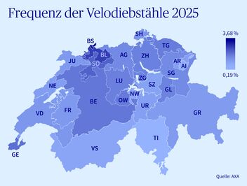 Frequenz der Velodiebstaehle in der Schweiz nach Kantonen
