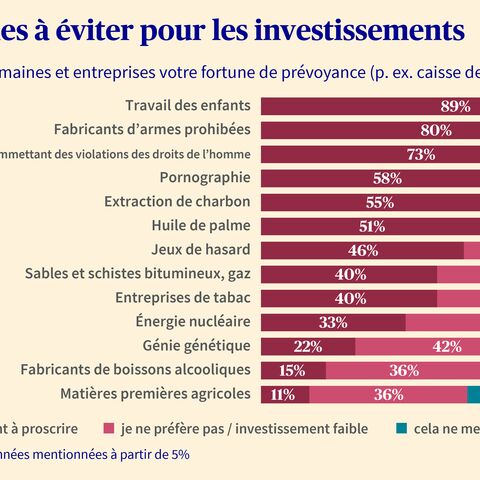 Les résultats d’enquêtes montrent que les investisseurs préfèrent éviter le travail des enfants, les armes et les violations des droits de l’homme lorsqu’ils investissent.