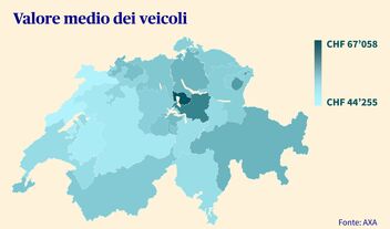 Cartina della Svizzera che mostra in quali cantoni circolano le auto più costose