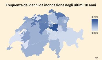 GRAFICO (cartina): Frequenza dei danni da inondazione negli ultimi 10 anni

