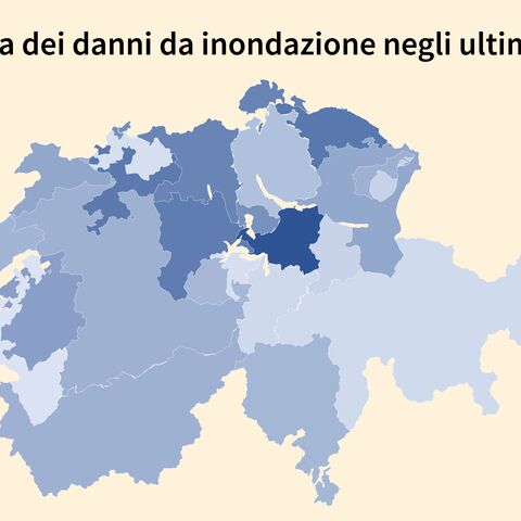 GRAFICO (cartina): Frequenza dei danni da inondazione negli ultimi 10 anni
