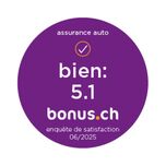 bonus.ch Badge d’assurance auto avec une note de 5,1.