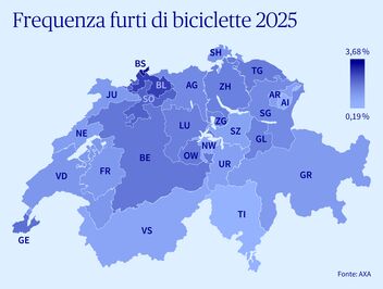 Frequenza dei furti di biciclette in Svizzera per cantone