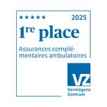 1ère place pour les compléments d'assurance ambulatoires de VZ Vermögenszentrum