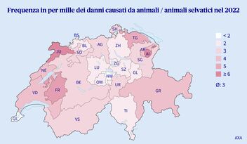 Immagine: Frequenza dei sinistri causati da animali (selvatici) in per mille