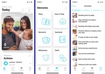 Screenshots from the Baby+ app