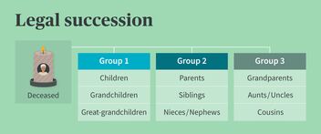 Infographic on statutory succession by degree of kinship.